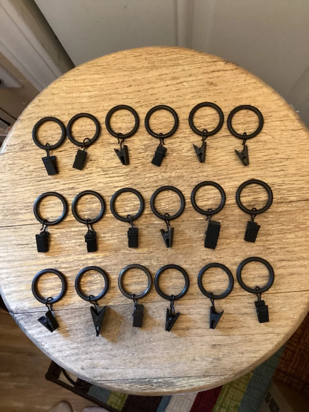 1 inch Metal Curtain Clip Rings in Black, Set of 18